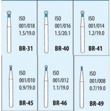 Боры алмазные турбинные BR Standart, шаровидные, стандартная зернистость