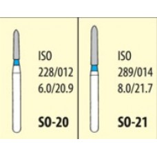 Боры алмазные турбинные SO Standert, прямой стрельчатый кончик, стандартная зернистость