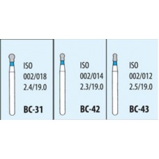 Боры алмазные турбинные BC Standart, шаровидные с бортиком, стандартная зернистость