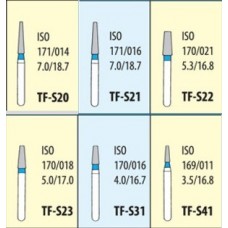 Боры алмазные турбинные TF-S Standart c короткой ножкой, конус с плоским концом, стандартная зернистость