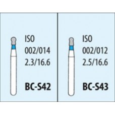 Боры алмазные турбинные BC-S Standart с короткой ножкой, шаровидные с бортиком, стандартная зернистость